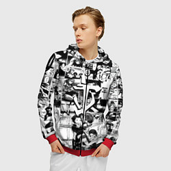 Толстовка 3D на молнии мужская Doom anime black, цвет: 3D-красный — фото 2