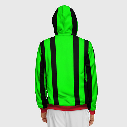 Мужская толстовка на молнии Color black and green stripes / 3D-Красный – фото 4