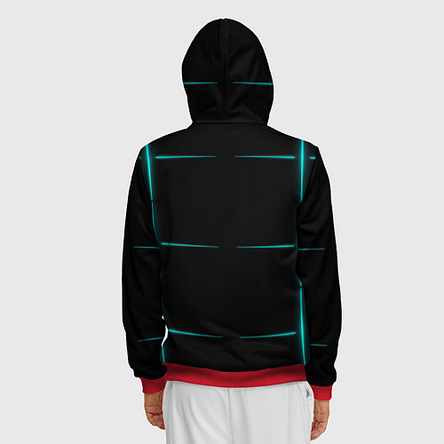 Мужская толстовка на молнии Color black blue stripes / 3D-Красный – фото 4
