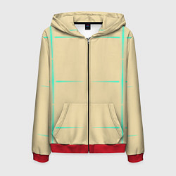 Толстовка 3D на молнии мужская Color beige green stripes, цвет: 3D-красный