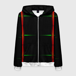 Толстовка 3D на молнии мужская Color black green orange stripes, цвет: 3D-белый