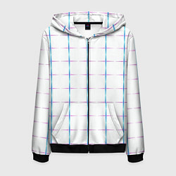 Толстовка 3D на молнии мужская Color white blue stripes, цвет: 3D-черный