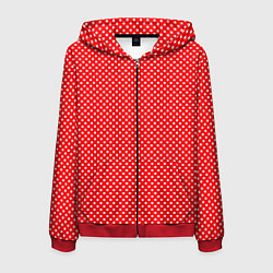 Толстовка 3D на молнии мужская Красный в мелкий квадратик паттерн, цвет: 3D-красный