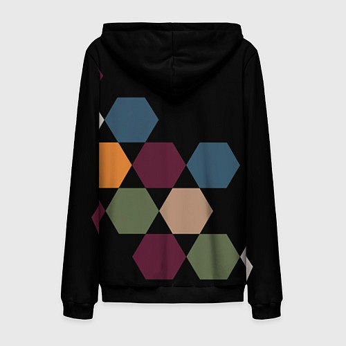 Мужская толстовка на молнии Honeycombs autumn colors / 3D-Черный – фото 2