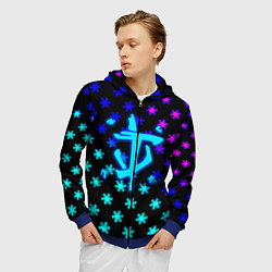 Толстовка 3D на молнии мужская Doom winter neon, цвет: 3D-синий — фото 2
