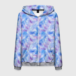 Мужская толстовка на молнии Узор из голубых и сиреневых перьев