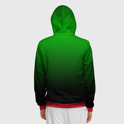 Мужская толстовка на молнии Green gradient / 3D-Красный – фото 4