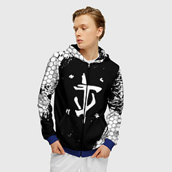 Толстовка 3D на молнии мужская Doom соты краски, цвет: 3D-синий — фото 2