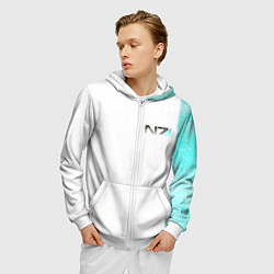 Толстовка 3D на молнии мужская Shepard N7 -- галлюцинации, цвет: 3D-белый — фото 2