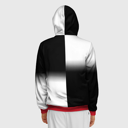 Мужская толстовка на молнии Doom black geometry / 3D-Красный – фото 4