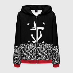 Толстовка 3D на молнии мужская Doom геометрия линии, цвет: 3D-красный