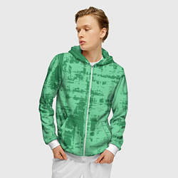 Толстовка 3D на молнии мужская Текстура с потертостями, цвет: 3D-белый — фото 2