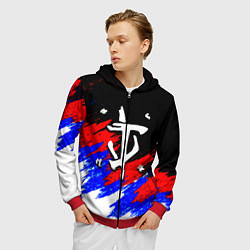 Толстовка 3D на молнии мужская Doom триколор краски, цвет: 3D-красный — фото 2