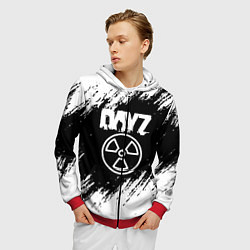 Толстовка 3D на молнии мужская Dayz белые краски лого, цвет: 3D-красный — фото 2