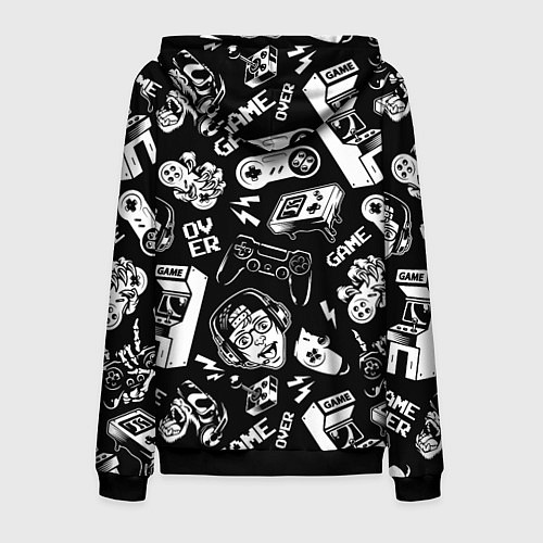 Мужская толстовка на молнии Retro gamer pattern / 3D-Черный – фото 2