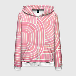 Толстовка 3D на молнии мужская Абстрактный узор розовый, цвет: 3D-белый