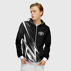 Толстовка 3D на молнии мужская Toyota - монохром, цвет: 3D-белый — фото 2