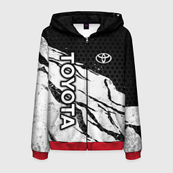 Толстовка 3D на молнии мужская Toyota - черный и белый, цвет: 3D-красный