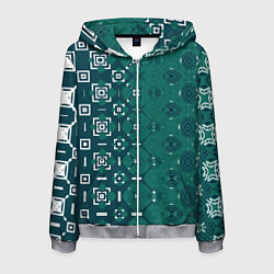 Мужская толстовка на молнии Изумрудные узоры