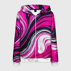 Толстовка 3D на молнии мужская Розово белая абстракция, цвет: 3D-белый