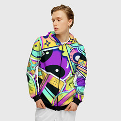 Толстовка 3D на молнии мужская Пришелец, цвет: 3D-черный — фото 2