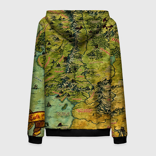 Мужская толстовка на молнии Властелин колец карта цветная / 3D-Черный – фото 2