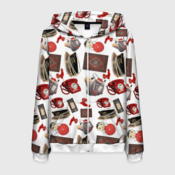 Мужская толстовка на молнии Неваляшка утюг ретро авоська петушок телефон