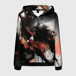 Толстовка 3D на молнии мужская Тёмные краски абстракция красно-чёрный, цвет: 3D-черный