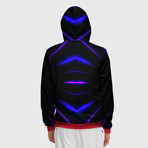 Мужская толстовка на молнии Color black neon stripes / 3D-Красный – фото 4