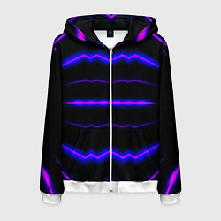 Толстовка 3D на молнии мужская Color multicoloured neon stripes, цвет: 3D-белый