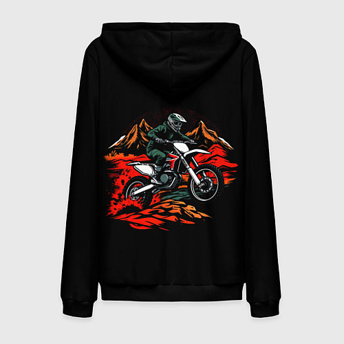 Мужская толстовка на молнии Motocross in the mountains / 3D-Черный – фото 2