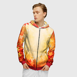 Толстовка 3D на молнии мужская Жёлто-красный осенний, цвет: 3D-красный — фото 2