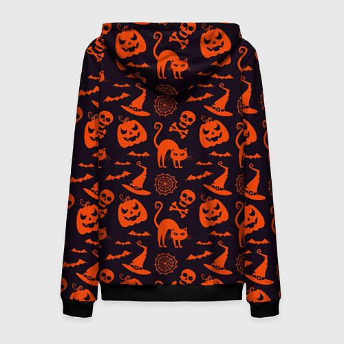 Мужская толстовка на молнии Паттерн с символами праздника Хэллоуин / 3D-Черный – фото 2