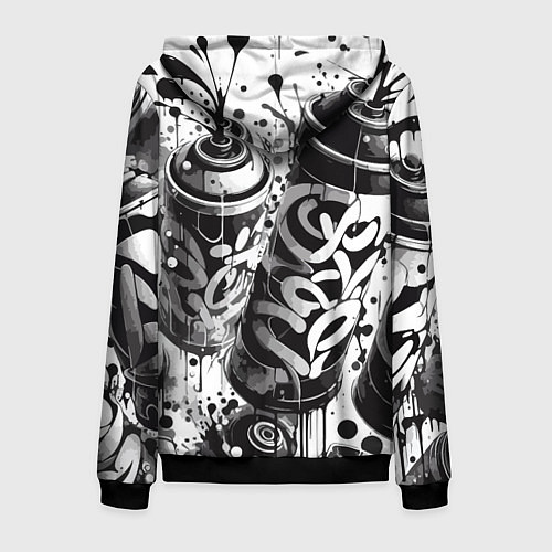 Мужская толстовка на молнии Баллончики с краской - граффити / 3D-Черный – фото 2