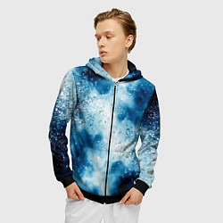 Толстовка 3D на молнии мужская Тёмно-синяя дымка с серебристой крошкой, цвет: 3D-черный — фото 2