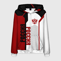 Толстовка 3D на молнии мужская Россия герб РФ, цвет: 3D-белый
