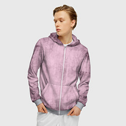Толстовка 3D на молнии мужская Текстура розовый бетон, цвет: 3D-меланж — фото 2