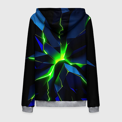 Мужская толстовка на молнии Neon green glow / 3D-Меланж – фото 2