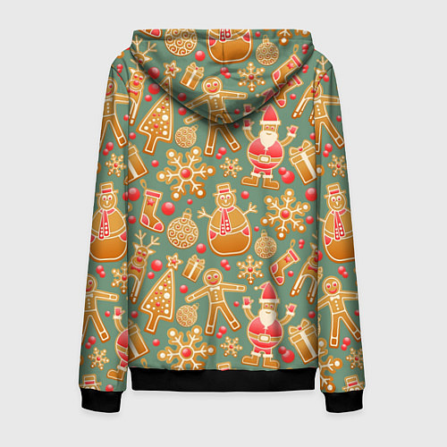 Мужская толстовка на молнии Имбирные пряники / 3D-Черный – фото 2