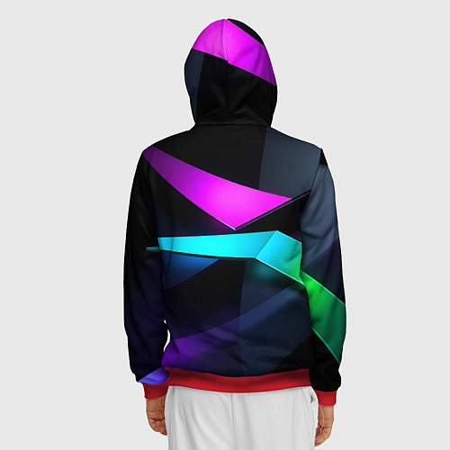 Мужская толстовка на молнии Neon colored geometric / 3D-Красный – фото 4