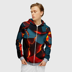 Толстовка 3D на молнии мужская Orange glow, цвет: 3D-меланж — фото 2