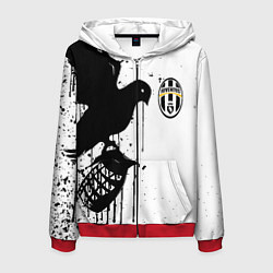 Толстовка 3D на молнии мужская Ювентус черная птица краски, цвет: 3D-красный