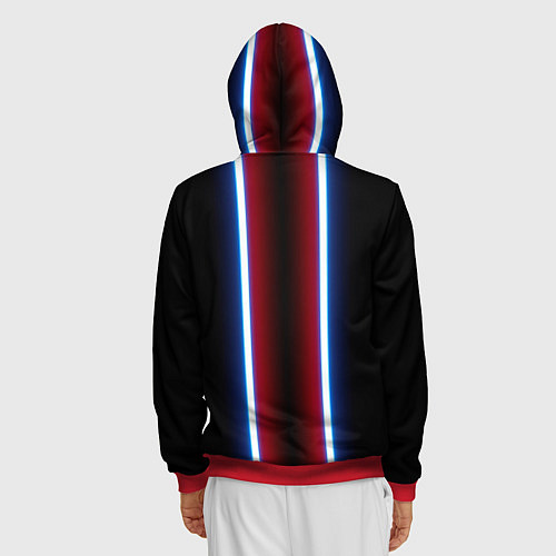 Мужская толстовка на молнии Color white blue red neon / 3D-Красный – фото 4