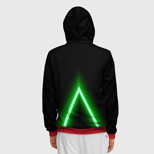 Мужская толстовка на молнии Color neon green / 3D-Красный – фото 4
