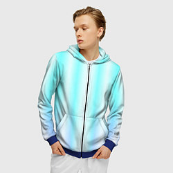 Толстовка 3D на молнии мужская Neon white blue lines, цвет: 3D-синий — фото 2