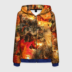 Толстовка 3D на молнии мужская Атмосфера Рождества, цвет: 3D-синий