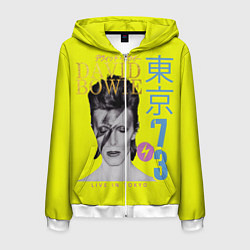 Толстовка 3D на молнии мужская David Bowie 1973, цвет: 3D-белый