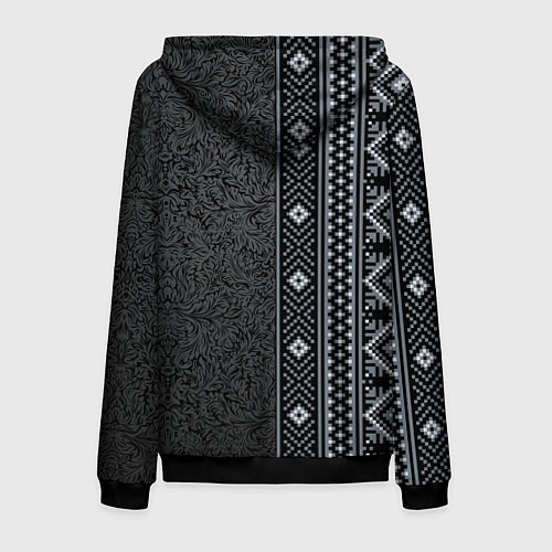 Мужская толстовка на молнии Славянский орнамент с оберегом макошь / 3D-Черный – фото 2