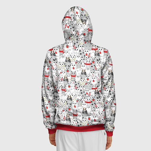 Мужская толстовка на молнии Новогодние котики / 3D-Красный – фото 4