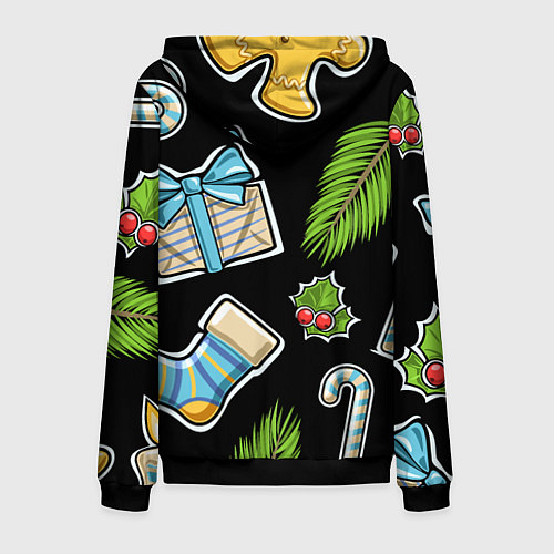 Мужская толстовка на молнии Christmas soul / 3D-Черный – фото 2